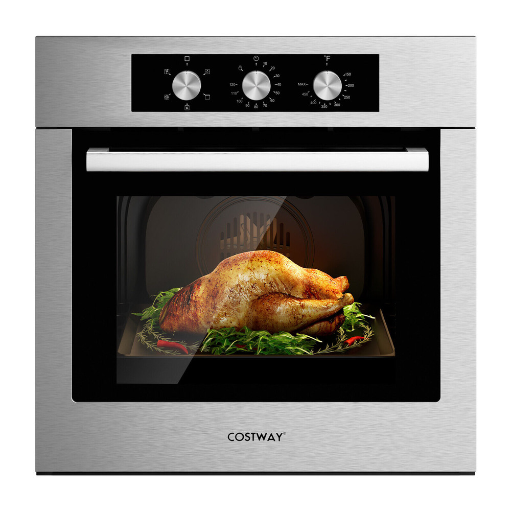 24 Inch Single Wall Oven 2.47Cu.ft with 5 Cooking Modes, Built-in Electric Oven for Family & Parties