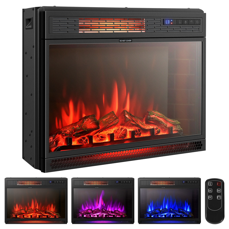 Recessed Electric Fireplace Heater, 25 Inches Wall-Mounted, Energy-Efficient & Adjustable Flame