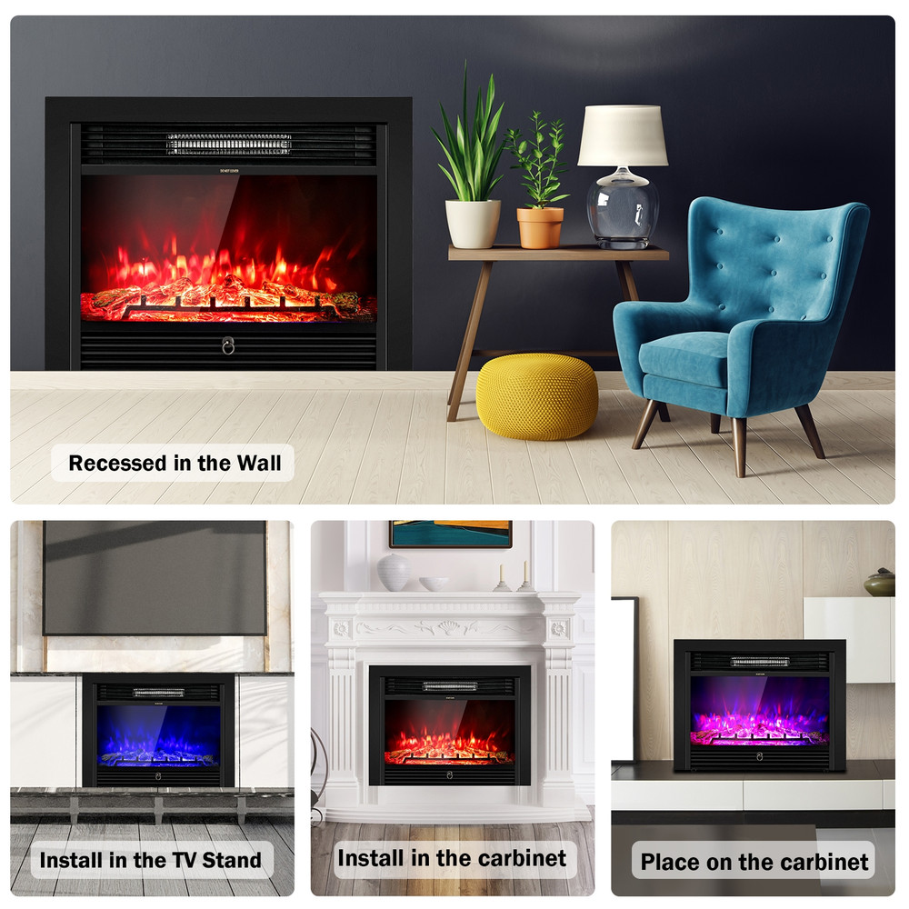 28.5 Inch Electric Fireplace Recessed with 3 Flame Colors, Adjustable Heat & Realistic Flames