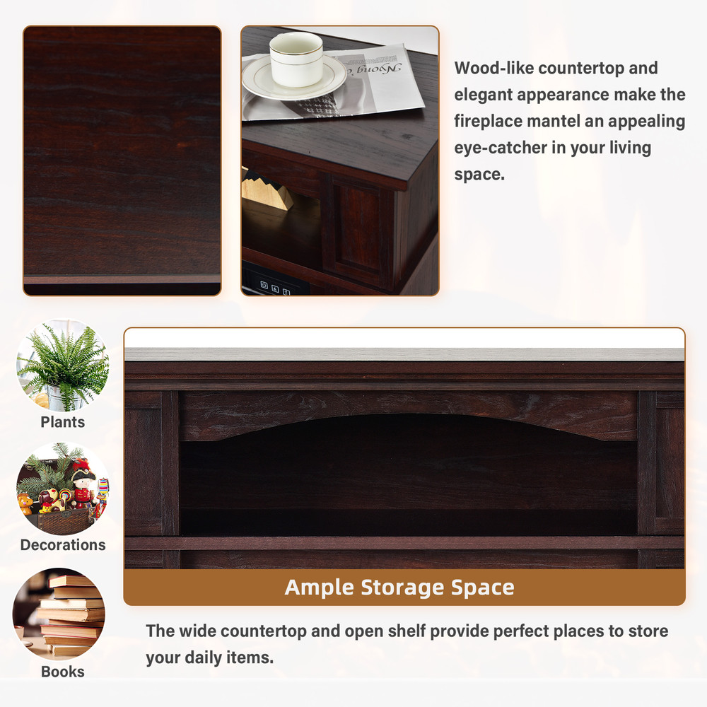 18 Inch 1400W Electric Fireplace TV Stand with Shelf, Multifunctional Heater & Storage Cabinet