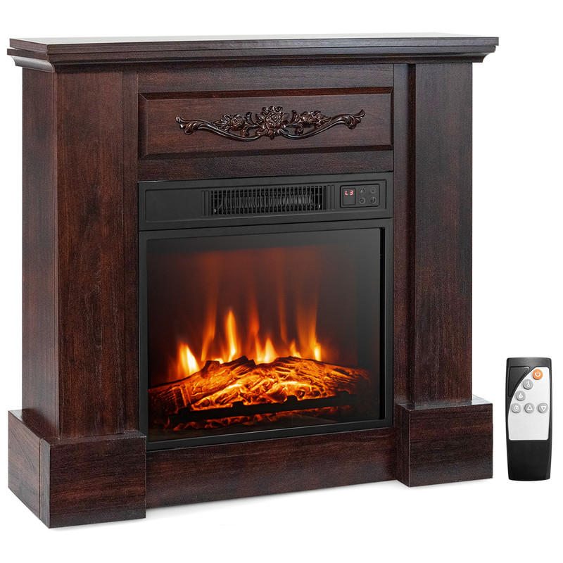 TV Stand Electric Fireplace Mantel With Remote Control Freestanding Heater With Realistic 3D Flame 0