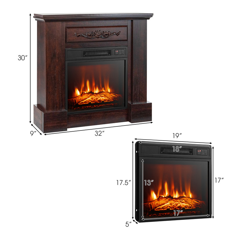 TV Stand Electric Fireplace Mantel With Remote Control Freestanding Heater With Realistic 3D Flame 7