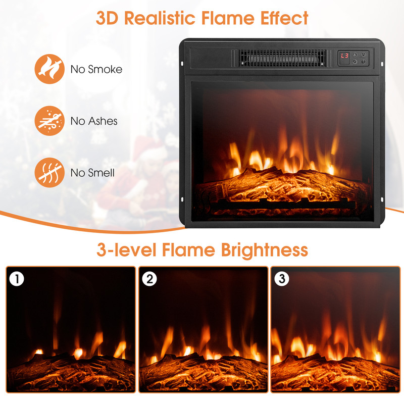 TV Stand Electric Fireplace Mantel With Remote Control Freestanding Heater With Realistic 3D Flame 4