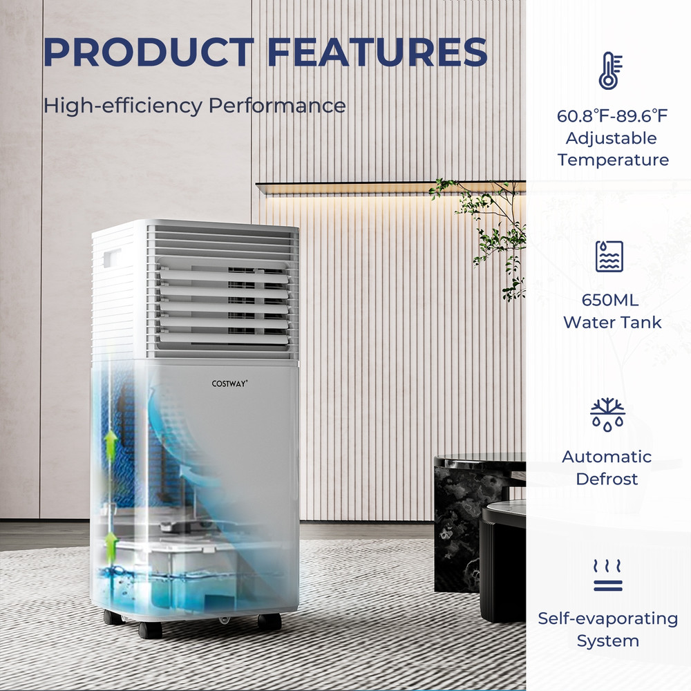 Portable BTU Air Cooler With Dehumidifier  Fan Mode Smart Control Quiet Sleep Mode Window Kit Ideal 4
