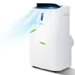 smart btu portable air conditioner with wifi control, dehumidifier, heater & fan, quiet ac for bedroom, home, or office