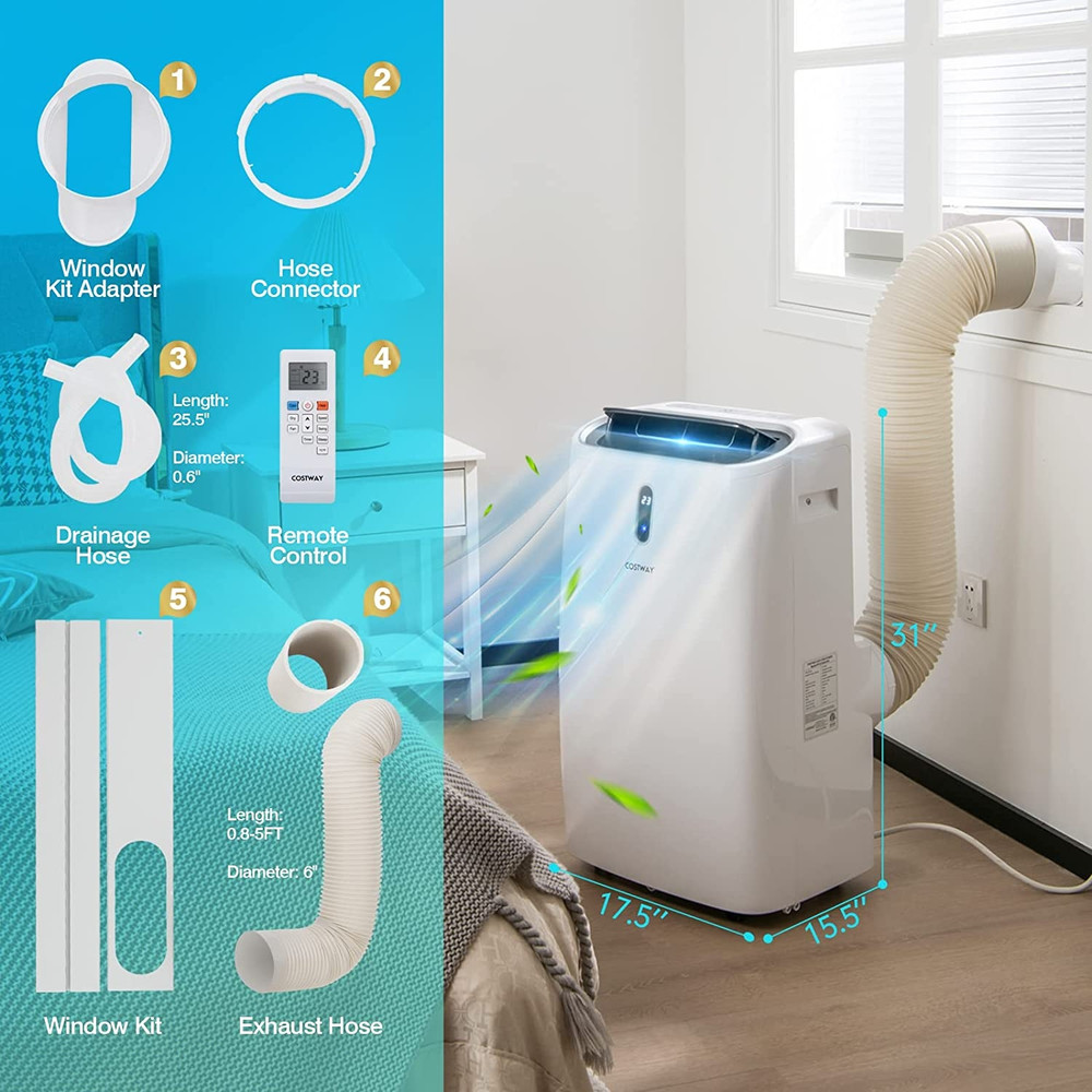 Smart BTU Portable Air Conditioner With WiFi Control Dehumidifier Heater  Fan Quiet AC For Bedroom  3