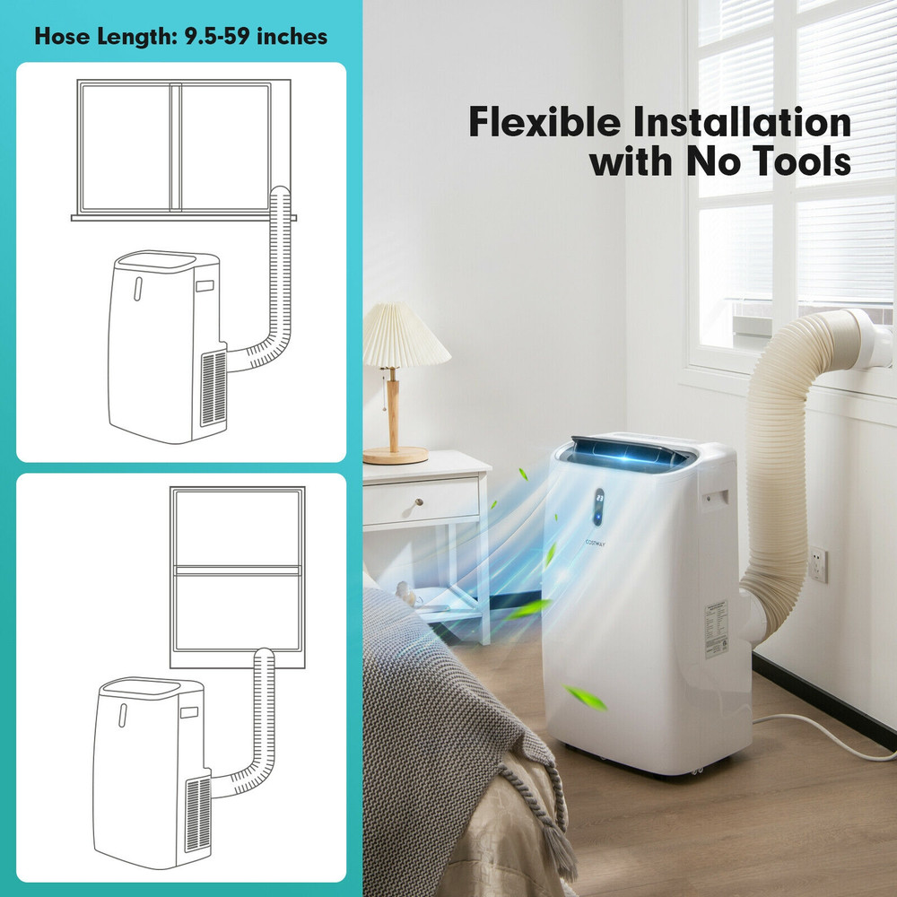 Smart BTU Portable Air Conditioner With WiFi Control Dehumidifier Heater  Fan Quiet AC For Bedroom  5