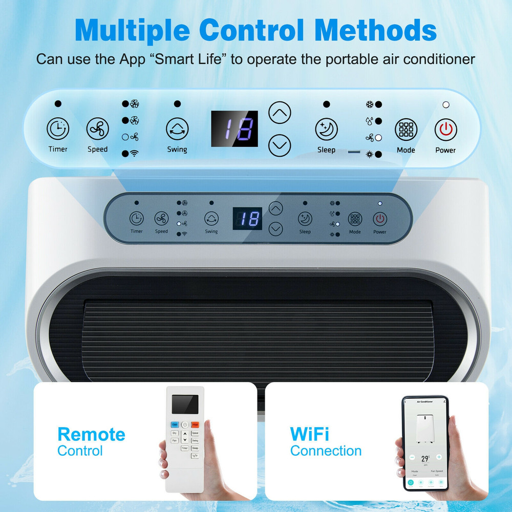 Smart BTU Portable Air Conditioner With WiFi Control Dehumidifier Heater  Fan Quiet AC For Bedroom  4