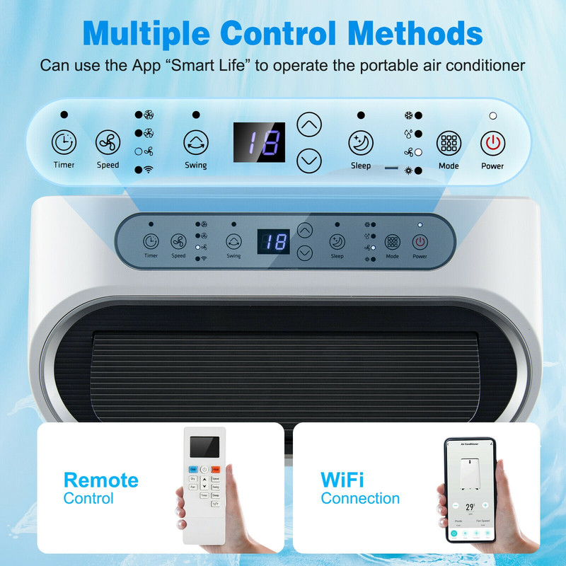 Smart BTU Portable Air Conditioner With WiFi Control Dehumidifier Heater  Fan Quiet AC For Bedroom  4