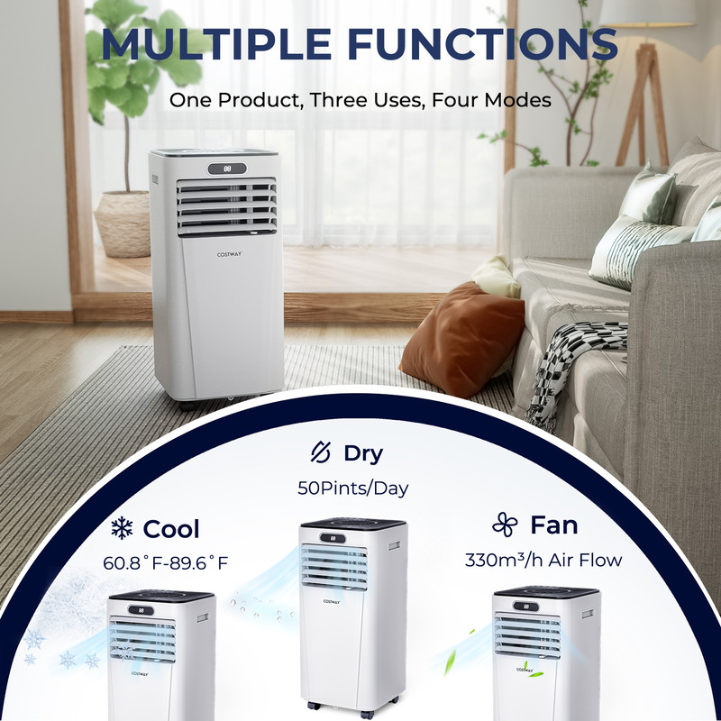 Portable BTU Air Conditioner With Dehumidifier And Fan Mode Quiet AC Unit With Sleep Mode Remote Co 4