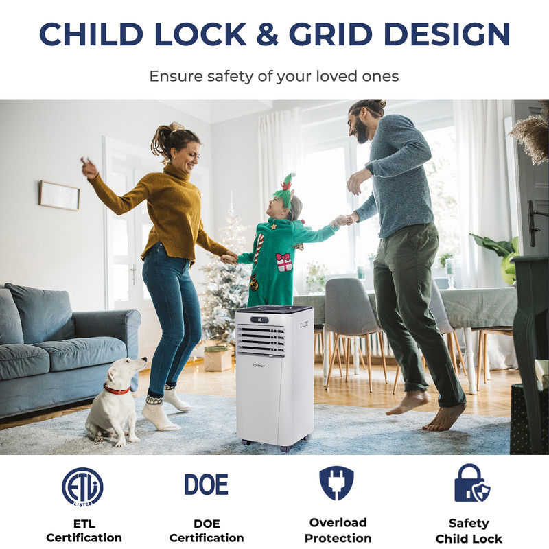 Portable BTU Air Conditioner With Dehumidifier And Fan Mode Quiet AC Unit With Sleep Mode Remote Co 3