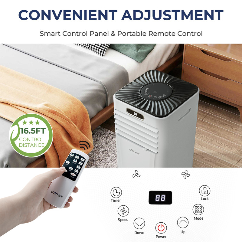 Portable BTU Air Conditioner With Dehumidifier And Fan Mode Quiet AC Unit With Sleep Mode Remote Co 2