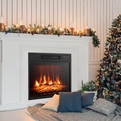 18/23 inch electric fireplace insert with adjustable led flame, 1400w heater, thermostat, remote control, built-in timer