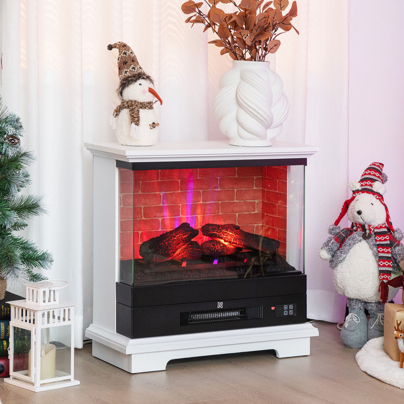 27 Inch Freestanding Electric Fireplace Heater with Thermostat, Overheat Protection, for Living Room, Bedroom & Office