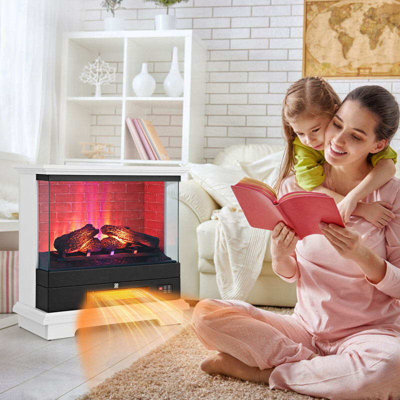 27 Inch Freestanding Electric Fireplace Heater with Thermostat, Overheat Protection, for Living Room, Bedroom & Office