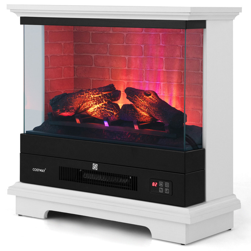 27 Inch Freestanding Electric Fireplace Heater with Thermostat, Overheat Protection, for Living Room, Bedroom & Office