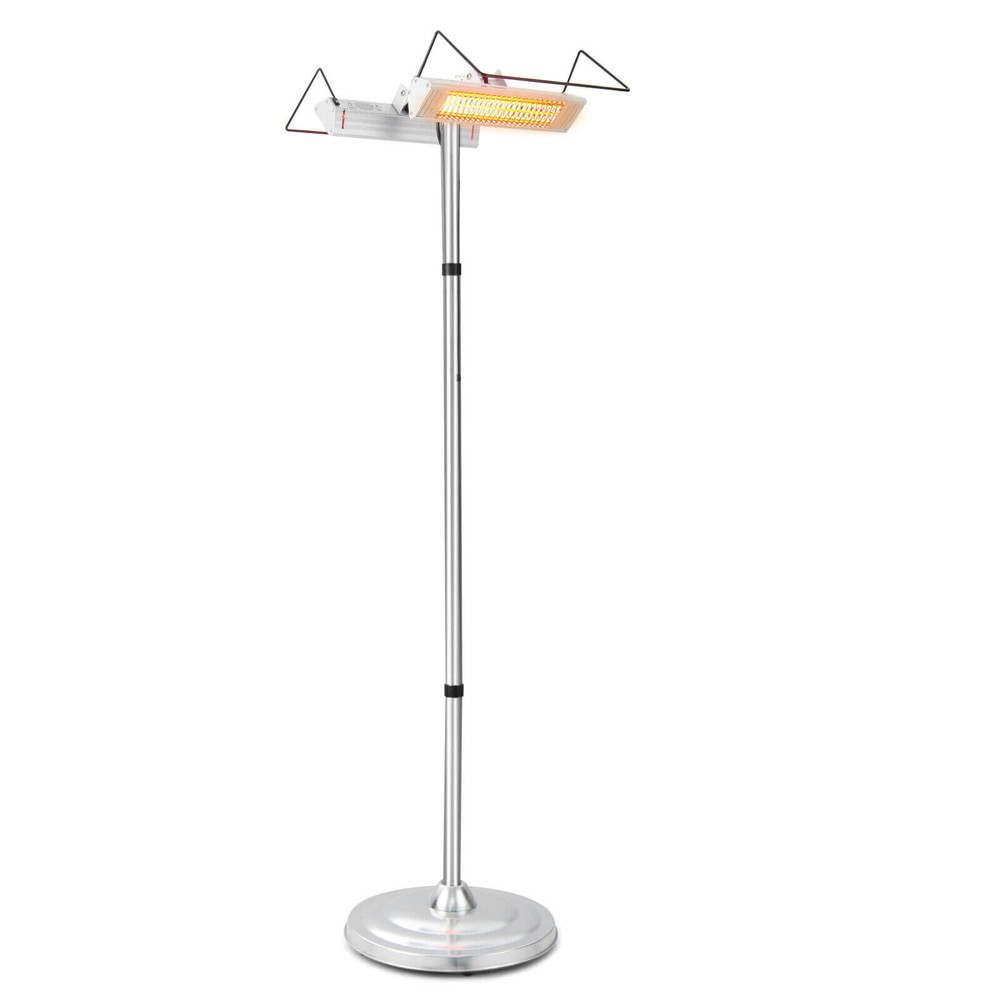1500W Standing Electric Heater with Double-Sided Infrared Heating, Outdoor & Indoor Waterproof Patio Heater with Safety