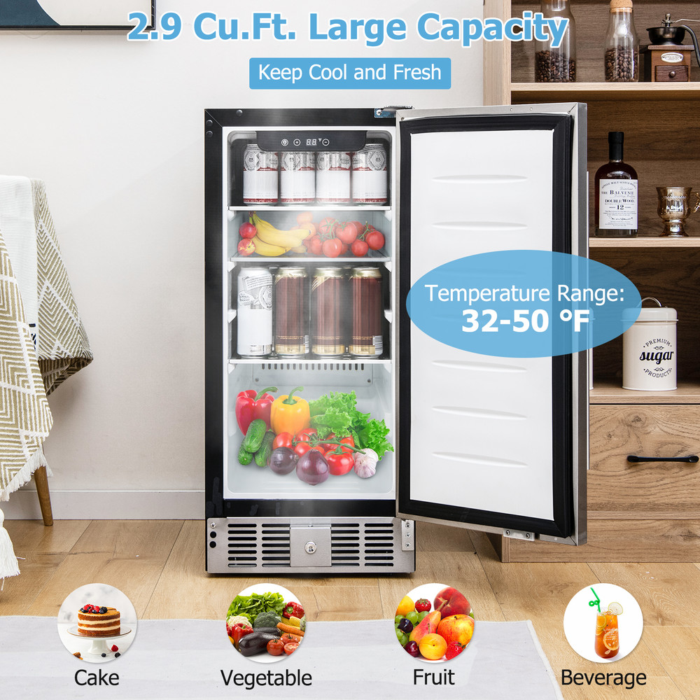 Compact Refrigerator with Adjustable Thermostat & Stainless Steel Door, Mini Fridge 2.9 Cu.Ft for Home, Office, Dorm