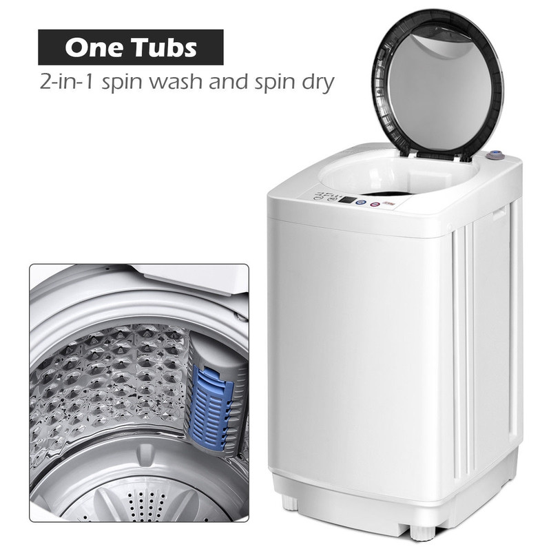 Portable 7.7 lbs Automatic Laundry Washing Machine with Drain Pump, Compact Top Load Washer for Apartments, Dorms, RVs
