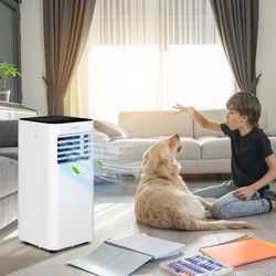 8000 btu portable air conditioner with remote control, sleep mode, dehumidifier & fan for room up to 250 sq.ft