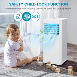 8000 btu portable air conditioner cools 250 sq.ft with timer, dehumidifier, sleep mode & remote, 4-in-1 ac unit for home