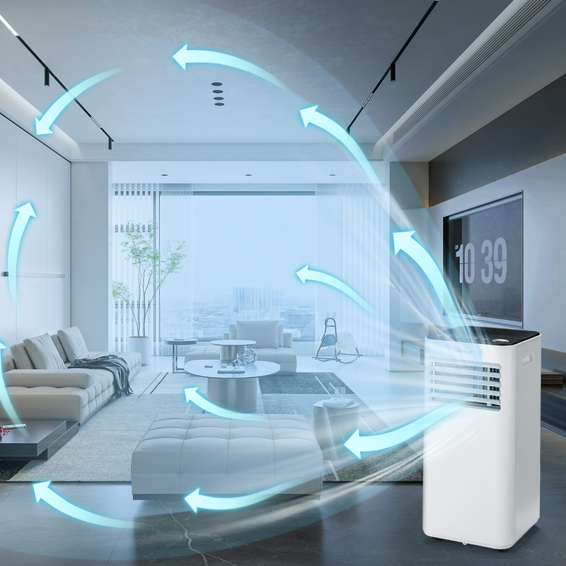 8000 BTU Portable Air Conditioner with Fan & Dehumidifier, 3-in-1 AC Unit with Remote, Timer, Quiet Mode