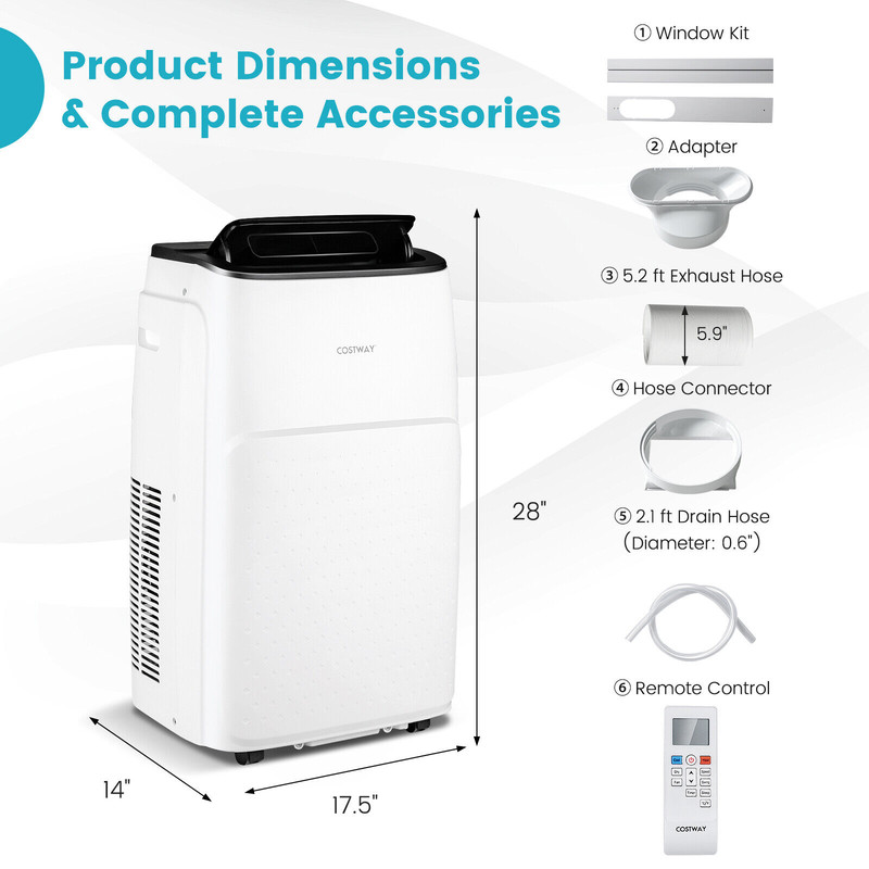 13000 BTU Portable Air Conditioner with App & Heater, 4-in-1 AC Unit with WiFi, Dehumidifier & Fan, Voice Control