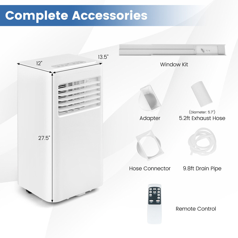 5000 BTU Portable Air Conditioner Cools 250 Sq.Ft, 3-in-1 AC Unit with Dehumidifier & Fan