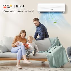 blast series 12000 btu 20 ductless mini split air conditioner & heater, inverter wall mounted ac system for home