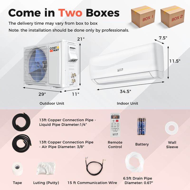 Blast Series 12000 BTU 20 Ductless Mini Split Air Conditioner & Heater, Inverter Wall Mounted AC System for Home