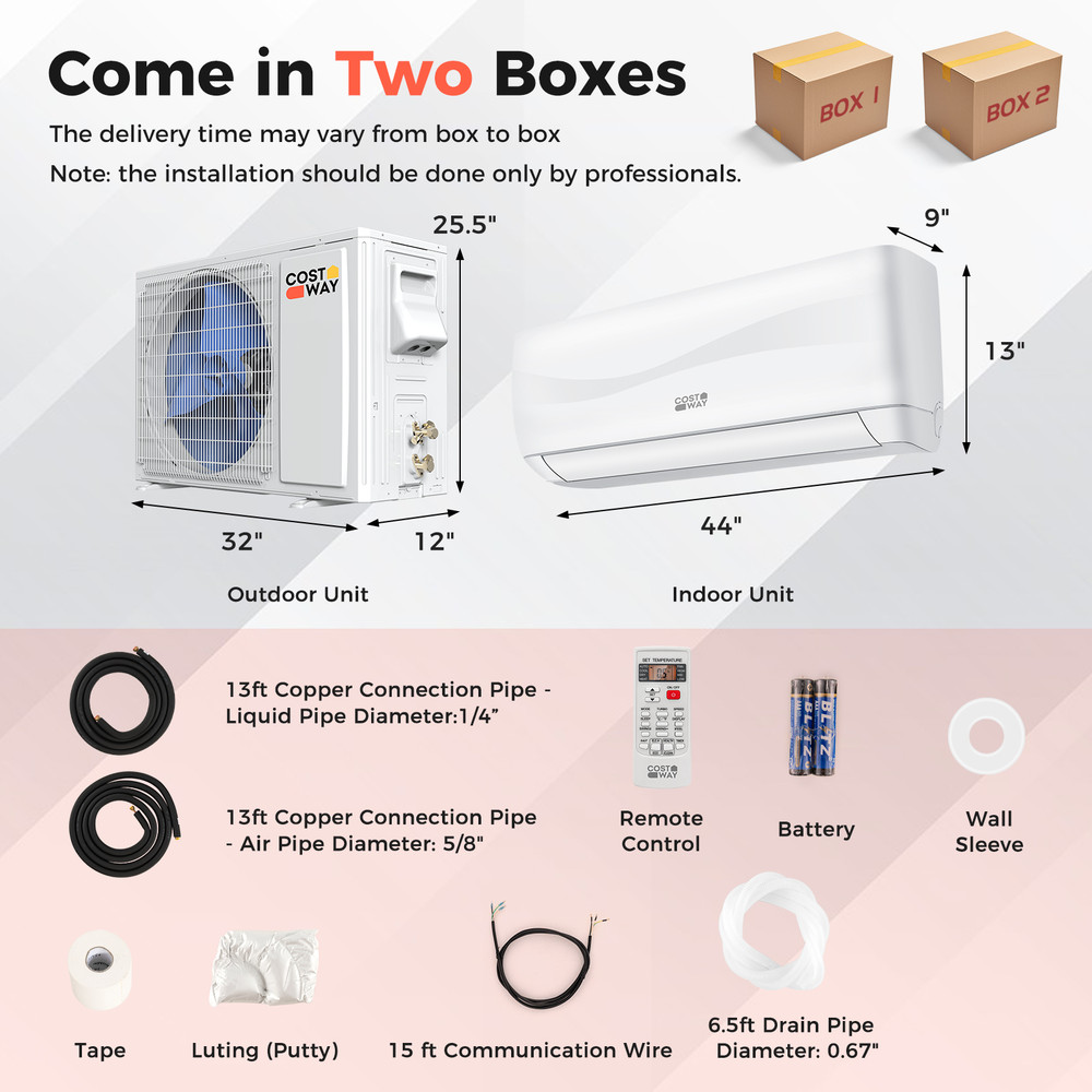 24000 BTU 18.5 Mini Split AC & Heater, Blast Series Ductless Air Conditioner Heat Pump, Quiet Indoor & Outdoor Units
