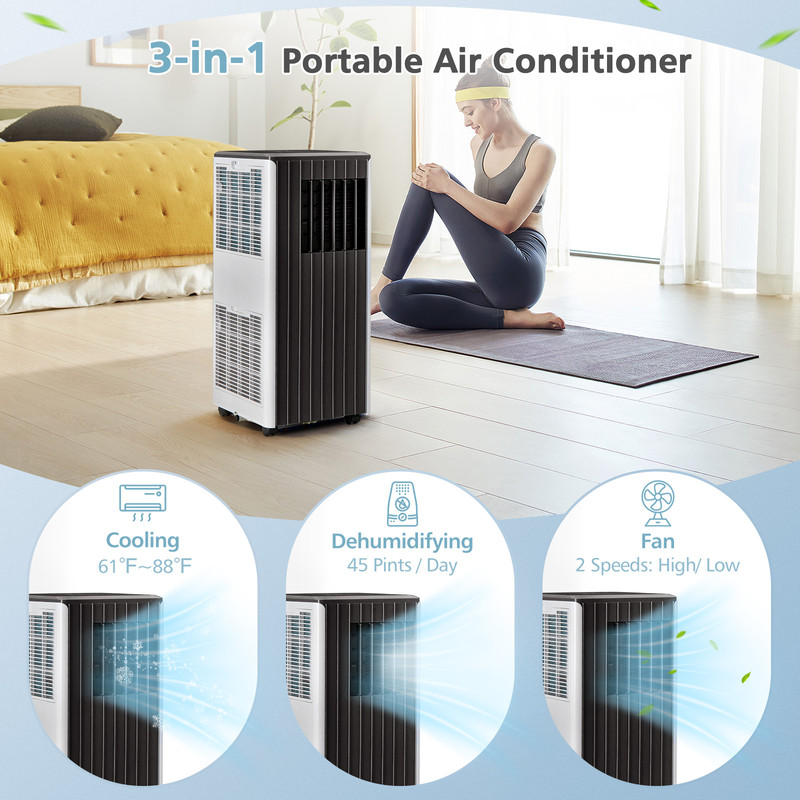 8000 BTU Portable Air Conditioner with Cool Humidifier & Sleep Mode, AC Unit for Rooms Up to 250 Sq.Ft with Remote