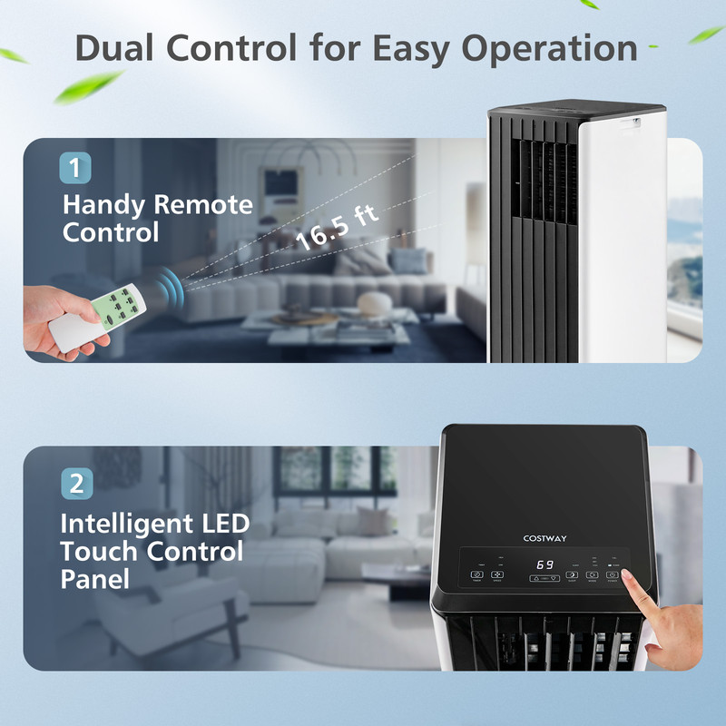 8000 BTU Portable Air Conditioner with Cool Humidifier & Sleep Mode, AC Unit for Rooms Up to 250 Sq.Ft with Remote