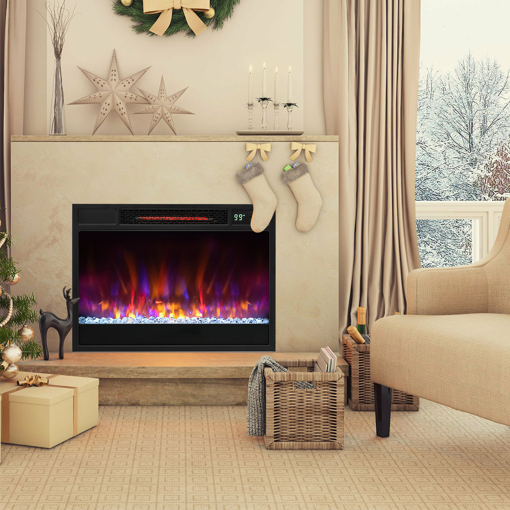 Recessed Electric Fireplace Insert With Remote Control Wall Mounted Infrared Heater With Flame Sett 6