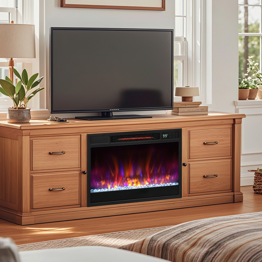 Recessed Electric Fireplace Insert With Remote Control Wall Mounted Infrared Heater With Flame Sett 5