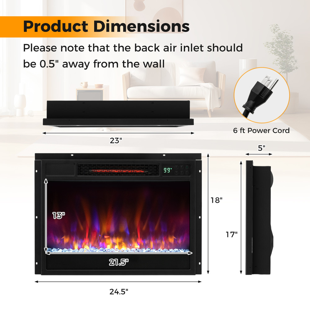 Recessed Electric Fireplace Insert With Remote Control Wall Mounted Infrared Heater With Flame Sett 7