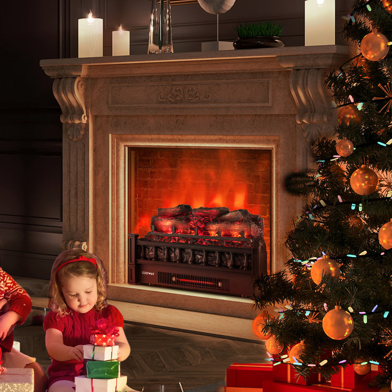 Electric Fireplace Heater With Realistic Pinewood Ember Bed Infrared Log Insert For Home Living Roo 1