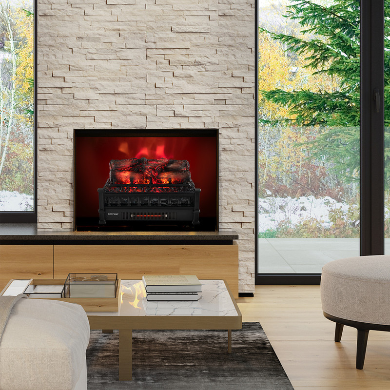 Electric Fireplace Heater With Realistic Pinewood Ember Bed Infrared Log Insert For Home Living Roo 4