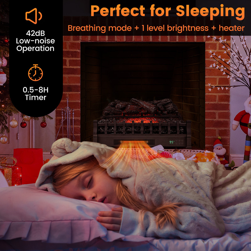 Infrared Electric Fireplace Heater With Remote Control And Realistic Pinewood Ember Bed 5 Flame Col 5