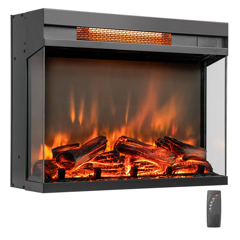 Modern Electric Fireplace Heater Insert With Remote Infrared Quartz Heat And Adjustable Flame Setti 0