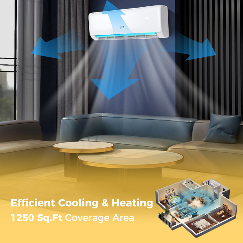 Airtural BTU Ductless Mini Split AC And Heater Inverter System Energy Star Certified WiFi Enabled 4