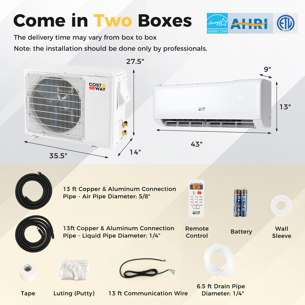 Airtural BTU SEER2 Ductless Mini Split Air Conditioner Heater Energy Star WiFi Enabled HVAC System 7