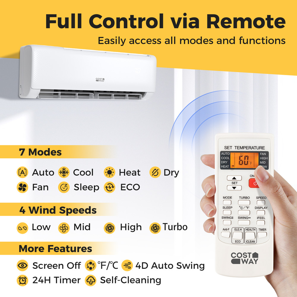 Airtural BTU SEER2 Ductless Mini Split Air Conditioner Heater Energy Star WiFi Enabled HVAC System 5