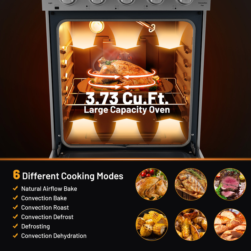 Professional Freestanding Gas Range With Burners Cooktop Convection Oven LP Kit 1
