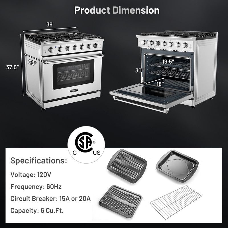 Professional Natural Gas Range With HighPowered Burners And Oven Freestanding Dual Fuel Stove For H 7