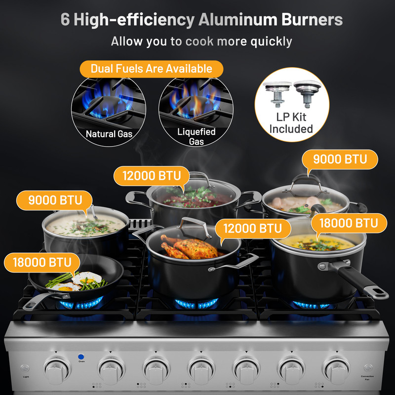 Professional Natural Gas Range With HighPowered Burners And Oven Freestanding Dual Fuel Stove For H 2