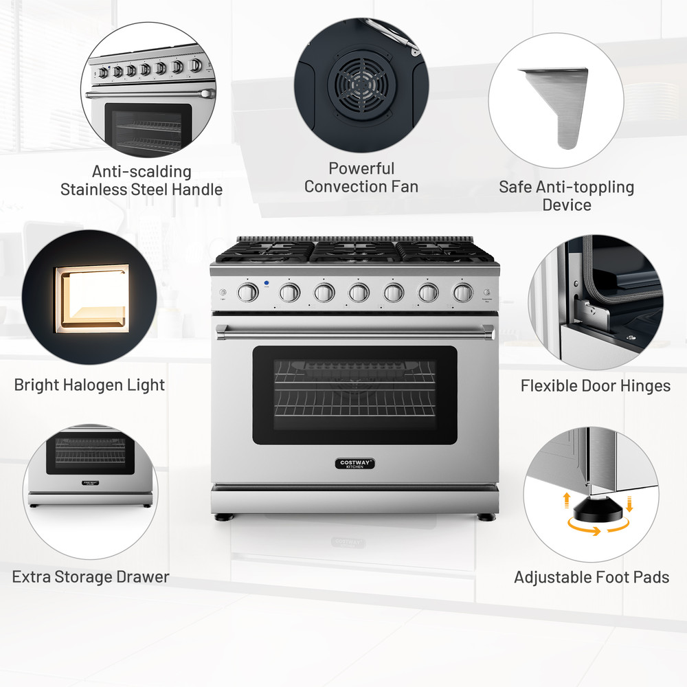 Professional Natural Gas Range With HighPowered Burners And Oven Freestanding Dual Fuel Stove For H 5