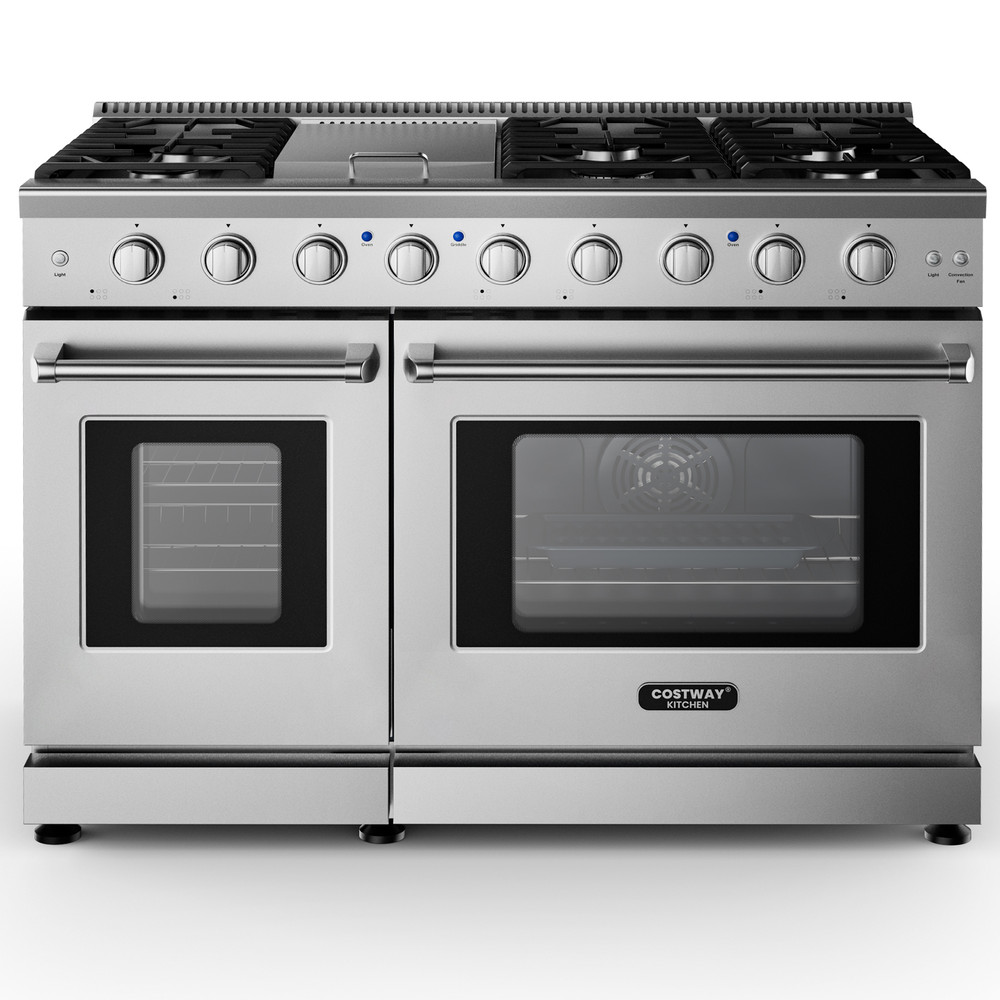 Professional Freestanding Natural Gas Range With 7Burner Cooktop And Double Ovens Dual Fuel Infrare 0