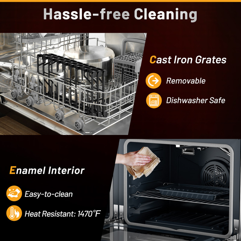 Professional Freestanding Natural Gas Range With 7Burner Cooktop And Double Ovens Dual Fuel Infrare 4