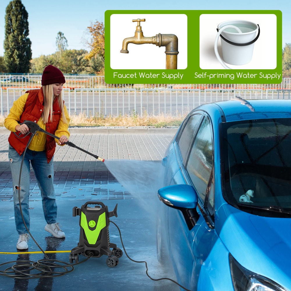 Portable Electric Pressure Washer With Wheels And Soap Bottle HighEfficiency Power Cleaner For Car 5